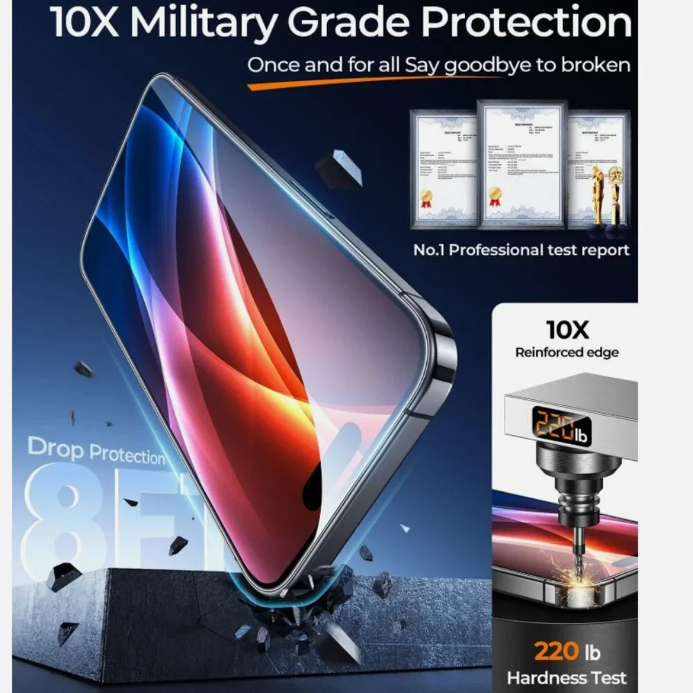 MRGLAS 3 Packs for iPhone 16 Pro Screen Protector 6.3'' Bubble Free, Auto-Dust